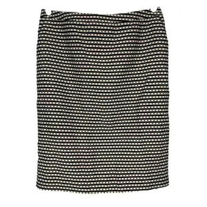 Merona Contemporary Lined Woven Pattern Black & White Midi Skirt